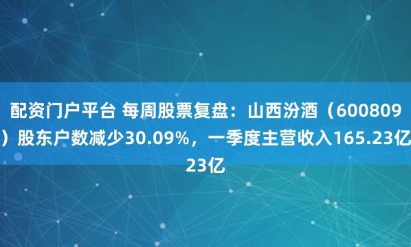 配资门户平台 每周股票复盘：山西汾酒（600809）股东户数减少30.09%，一季度主营收入165.23亿
